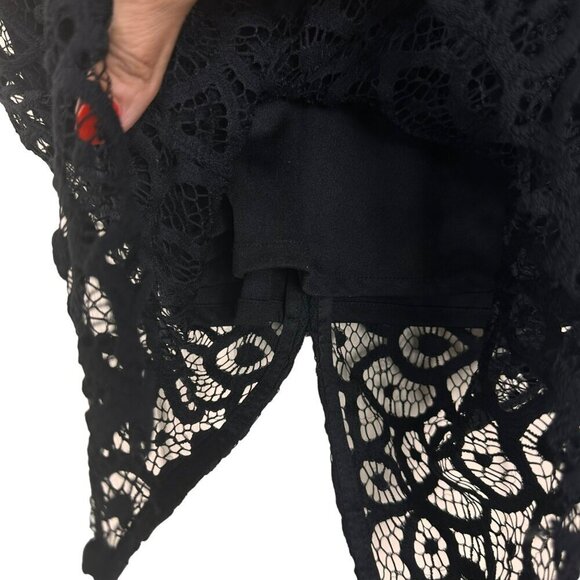 Zara Black‎ Sheer Lace Detail Pencil Midi Skirt Size XSmall - Picture 8 of 11
